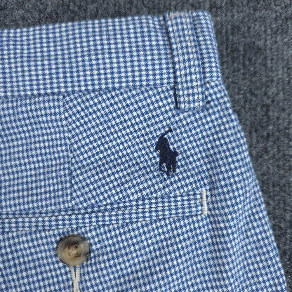 Polo Ralph Lauren Mens 29 (FIT 30) Blue White Gingham Stretch Classic Fit Shorts